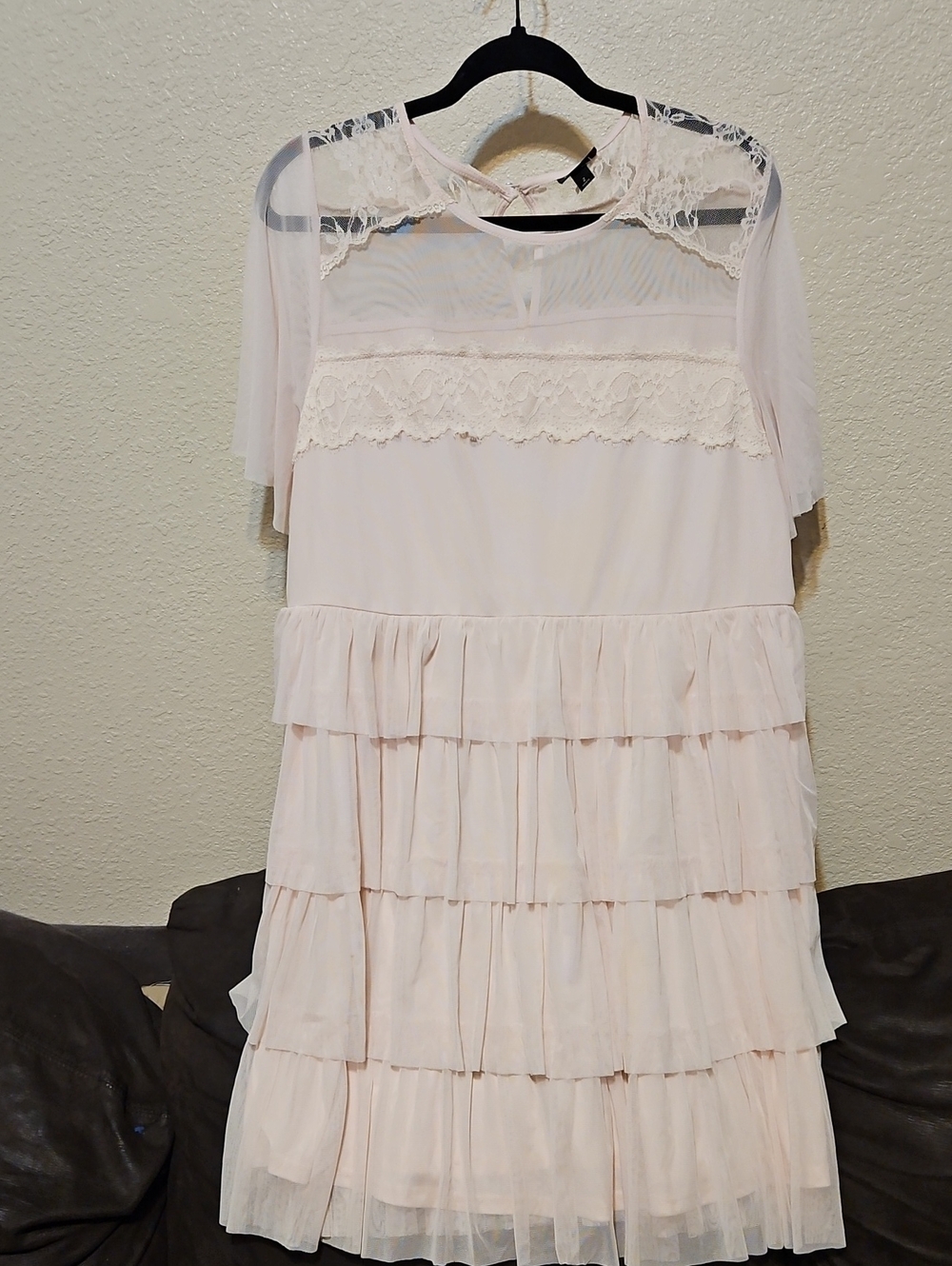 torrid Pale Pink Lace & Tiered Chiffon Midi Dress